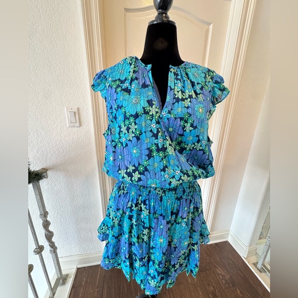 NWT Ramy Brook Sz XXL Charlene Dress in Blue and Green Floral ($395) - Picture 6 of 11